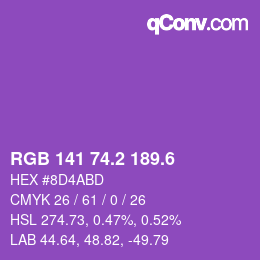 カラーコード: RGB 141 74.2 189.6 | qconv.com
