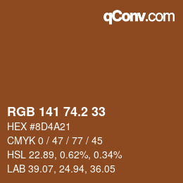 Color code: RGB 141 74.2 33 | qconv.com