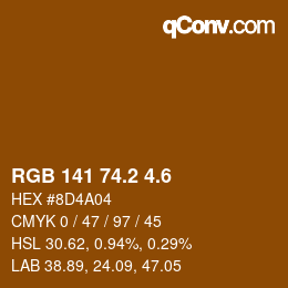 カラーコード: RGB 141 74.2 4.6 | qconv.com