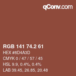 Color code: RGB 141 74.2 61 | qconv.com