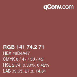 Color code: RGB 141 74.2 71 | qconv.com