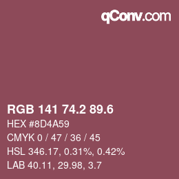 カラーコード: RGB 141 74.2 89.6 | qconv.com