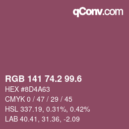 カラーコード: RGB 141 74.2 99.6 | qconv.com