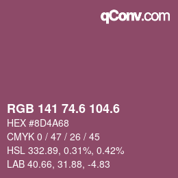 カラーコード: RGB 141 74.6 104.6 | qconv.com