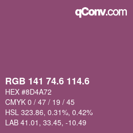 カラーコード: RGB 141 74.6 114.6 | qconv.com
