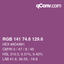 カラーコード: RGB 141 74.6 129.6 | qconv.com