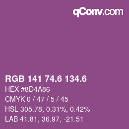 カラーコード: RGB 141 74.6 134.6 | qconv.com