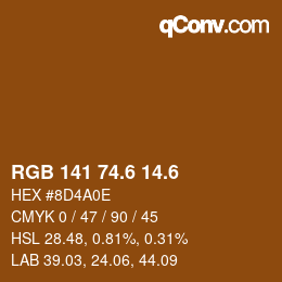 カラーコード: RGB 141 74.6 14.6 | qconv.com