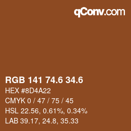 カラーコード: RGB 141 74.6 34.6 | qconv.com