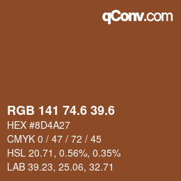 カラーコード: RGB 141 74.6 39.6 | qconv.com
