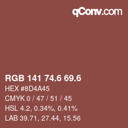 カラーコード: RGB 141 74.6 69.6 | qconv.com