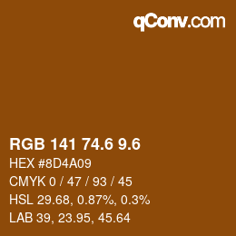 カラーコード: RGB 141 74.6 9.6 | qconv.com