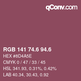 カラーコード: RGB 141 74.6 94.6 | qconv.com