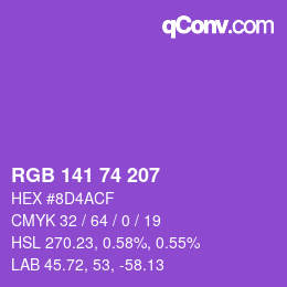 颜色代码: RGB 141 74 207 | qconv.com