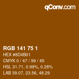 カラーコード: RGB 141 75 1 | qconv.com