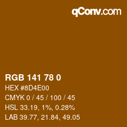 Color code: RGB 141 78 0 | qconv.com