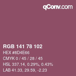 カラーコード: RGB 141 78 102 | qconv.com