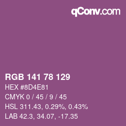 颜色代码: RGB 141 78 129 | qconv.com