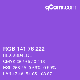 Color code: RGB 141 78 222 | qconv.com