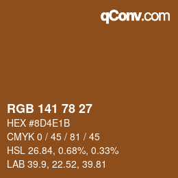 Color code: RGB 141 78 27 | qconv.com