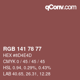 Color code: RGB 141 78 77 | qconv.com