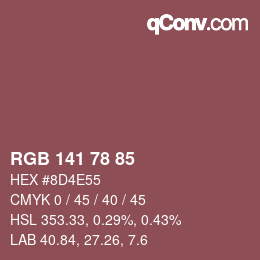 颜色代码: RGB 141 78 85 | qconv.com