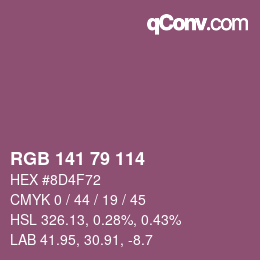 颜色代码: RGB 141 79 114 | qconv.com