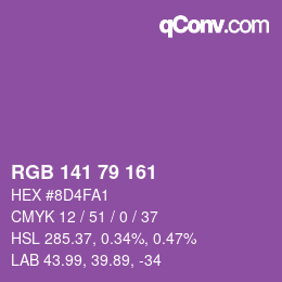 Color code: RGB 141 79 161 | qconv.com