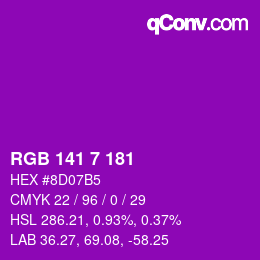 Color code: RGB 141 7 181 | qconv.com