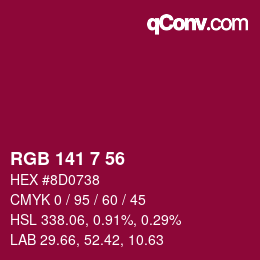 Farbcode: RGB 141 7 56 | qconv.com