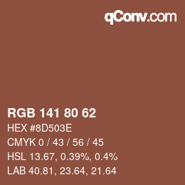 Color code: RGB 141 80 62 | qconv.com