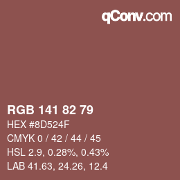 Color code: RGB 141 82 79 | qconv.com