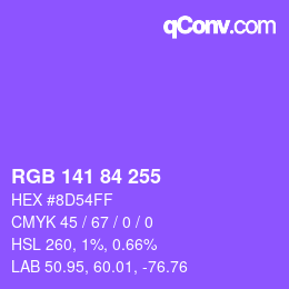 Color code: RGB 141 84 255 | qconv.com