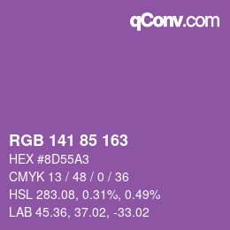 Color code: RGB 141 85 163 | qconv.com
