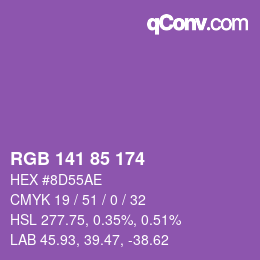 Color code: RGB 141 85 174 | qconv.com