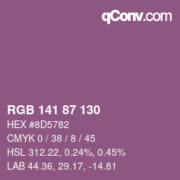 Color code: RGB 141 87 130 | qconv.com