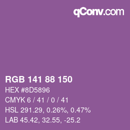 颜色代码: RGB 141 88 150 | qconv.com