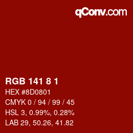 Farbcode: RGB 141 8 1 | qconv.com