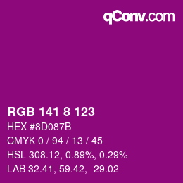 Color code: RGB 141 8 123 | qconv.com