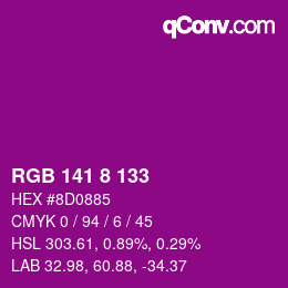 Color code: RGB 141 8 133 | qconv.com