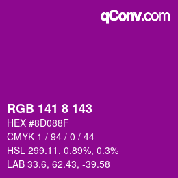 Color code: RGB 141 8 143 | qconv.com