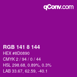 Farbcode: RGB 141 8 144 | qconv.com