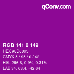 Color code: RGB 141 8 149 | qconv.com