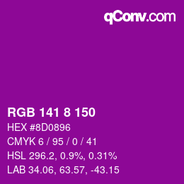 Color code: RGB 141 8 150 | qconv.com