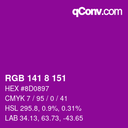 カラーコード: RGB 141 8 151 | qconv.com