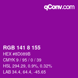 Color code: RGB 141 8 155 | qconv.com