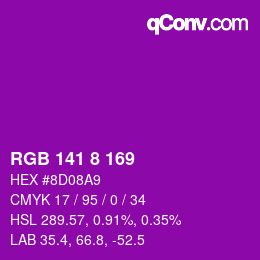 Color code: RGB 141 8 169 | qconv.com