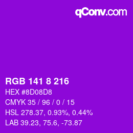 Color code: RGB 141 8 216 | qconv.com