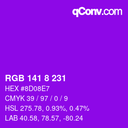 カラーコード: RGB 141 8 231 | qconv.com