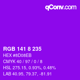 Color code: RGB 141 8 235 | qconv.com